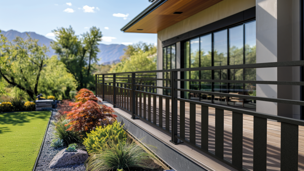 Terrasse moderne avec vue sur la nature.